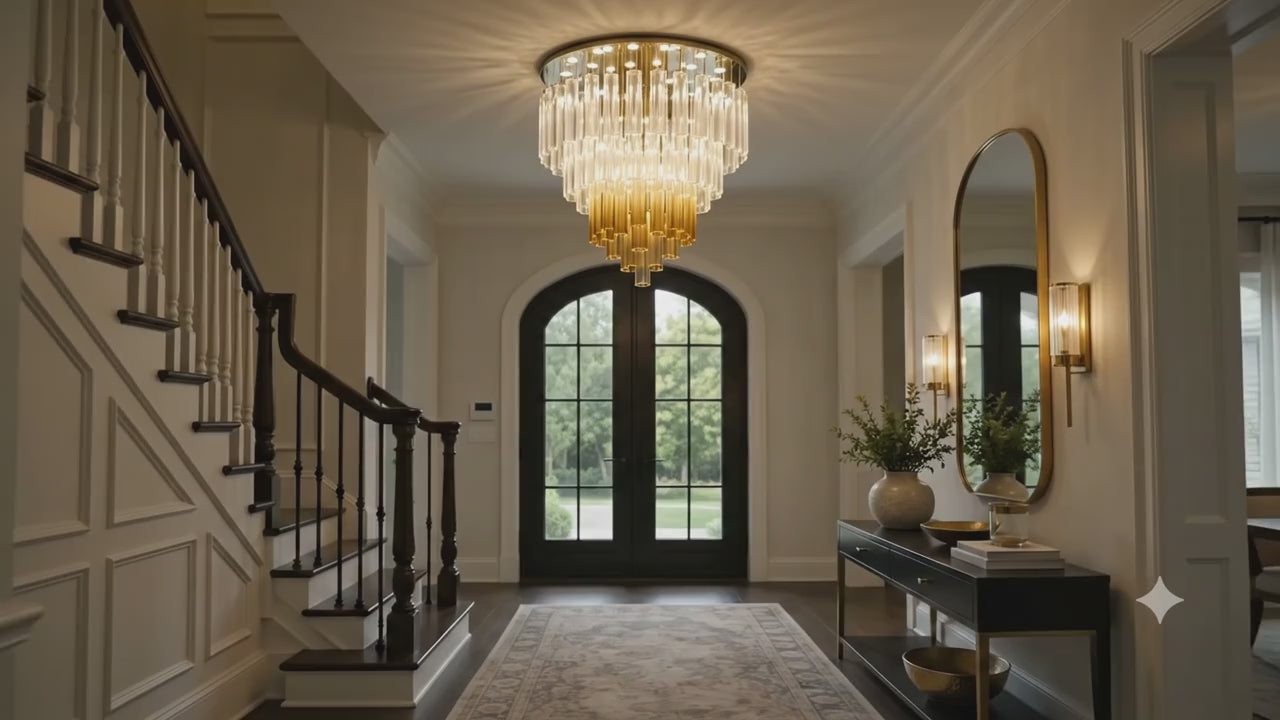Tiered PMMA Crystal-Style Flush Mount Chandelier